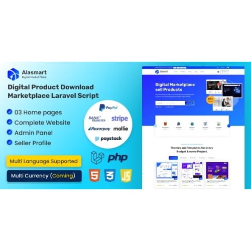 Alasmart Digital Product Download Marketplace Laravel Script Free Download