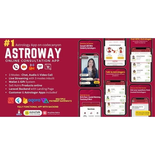 Astroway Astrology Consultation App with PHP Backend Audio Video Calls Chat with Live Streaming