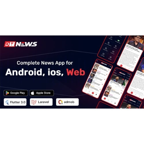 DTNews Flutter News App Web Android iOS with Admin panel