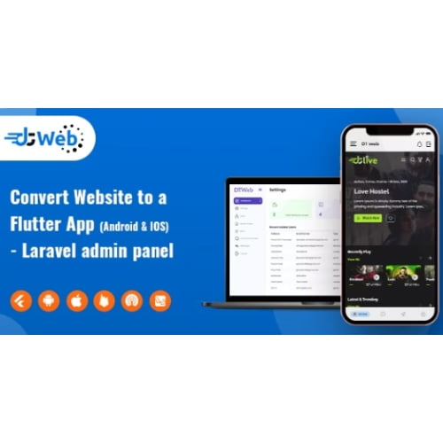 DTWeb Nulled Convert Website to a Flutter App multiple webapp supprot Laravel admin panel Free Downl
