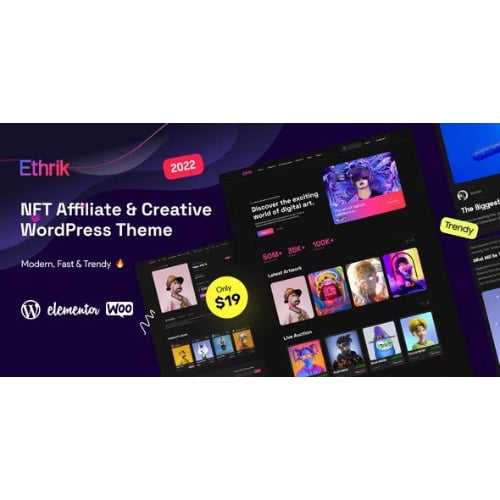 Ethrik Creative NFT Affiliate WordPress Theme