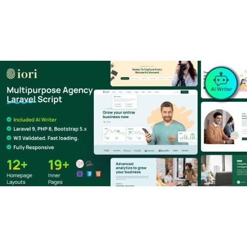 Iori Business Website for Company Agency Startup with AI writer tool shopping cart