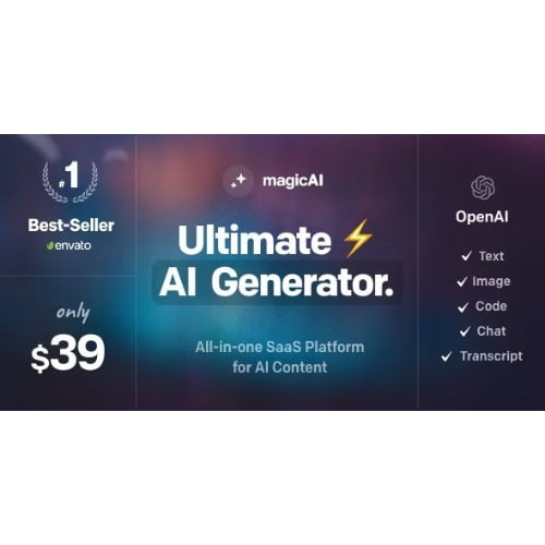 MagicAI OpenAI Content Text Image Chat Code Generator as SaaS