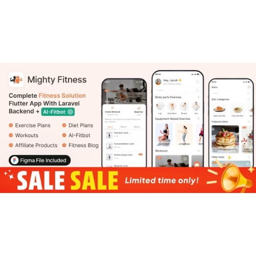 MightyFitness Complete Fitness Solution Flutter App With Laravel Backend ChatGPTAIFitbot