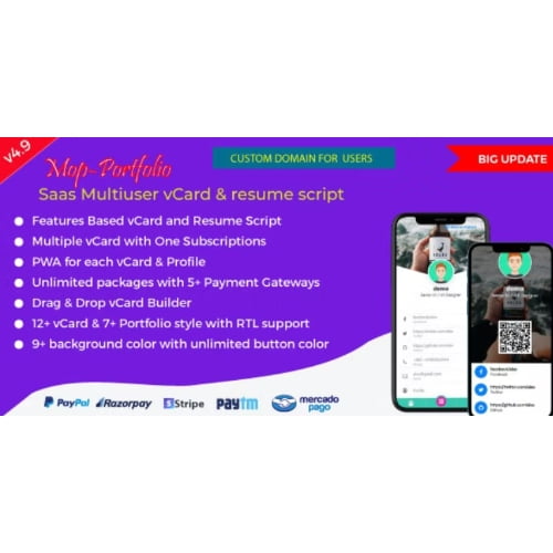 Mop Nulled SaaS vCard Portfolio Resume Digital Business card Free Download