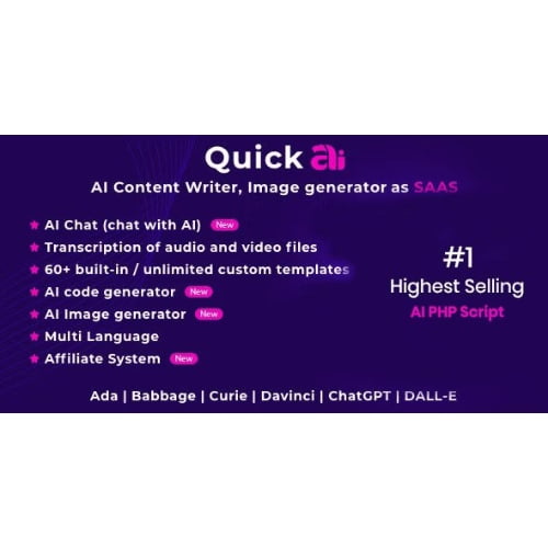QuickAI OpenAI ChatGPT AI Writing Assistant and Content Creator as SaaS