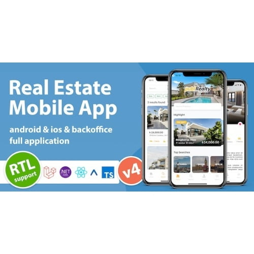 Real Estate Mobile App with Admin Panel React Native PHP Laravel Free Download